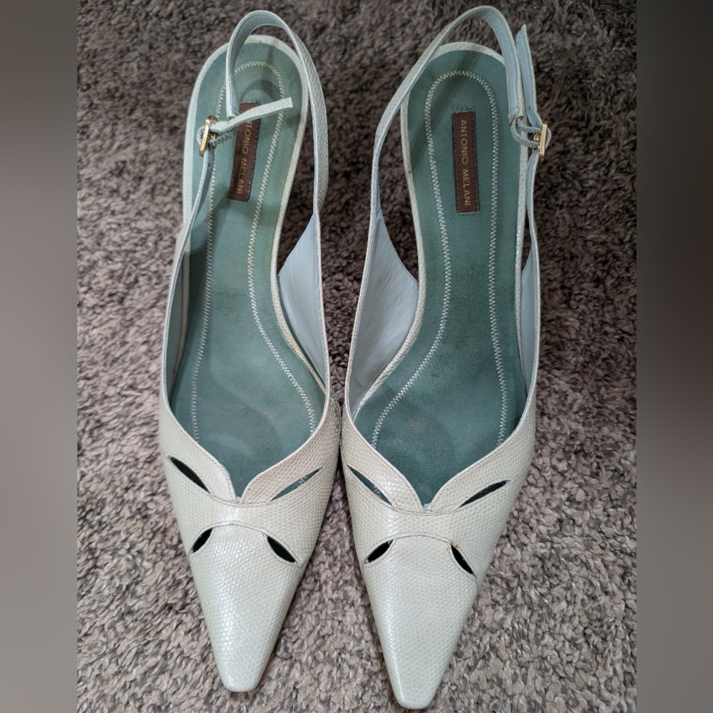 ANTONIO MELANI Cream Slingback Heels